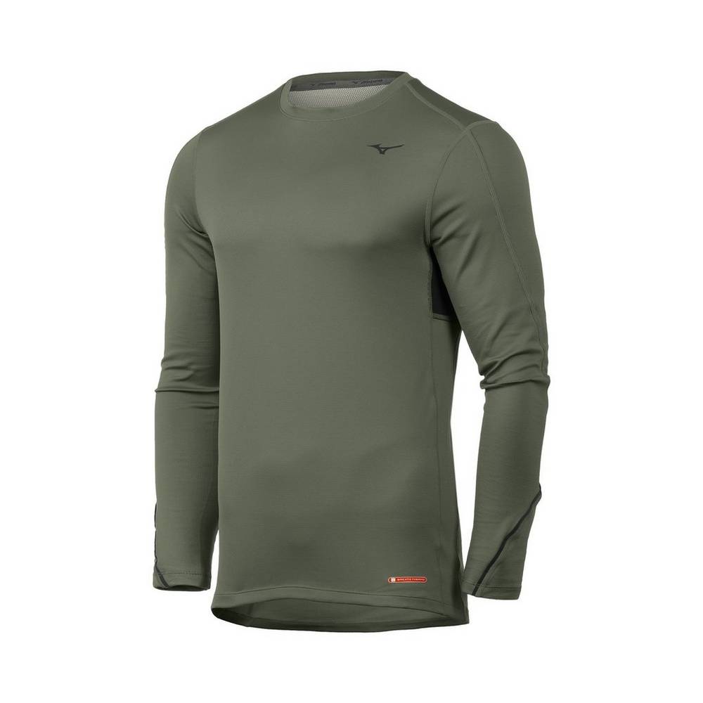 Mens Mizuno Breath Thermo® Long Sleeve Base Layer Green Philippines (NEPBMI579)